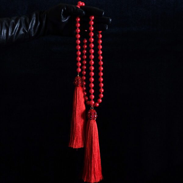 Елочное украшение "Нить жемчуга красная"