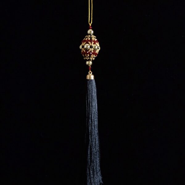 Елочное украшение-подвеска с кисточкой синяя